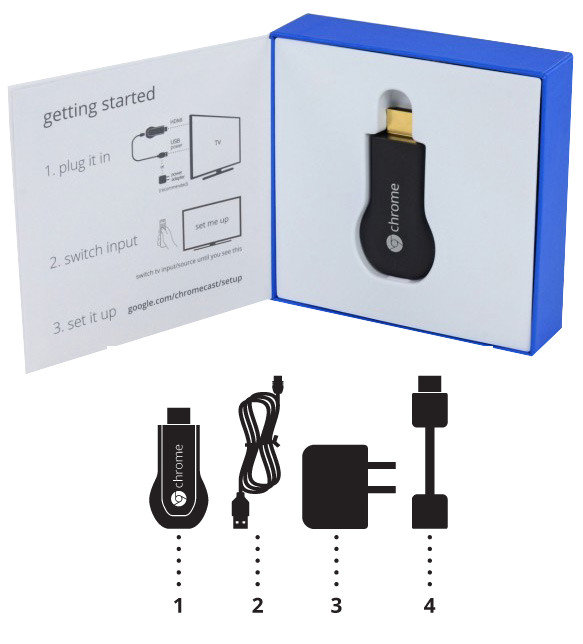 Chromecast manual: Chromecast box contents