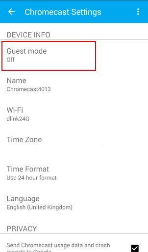 enable Chromecast Guest Mode